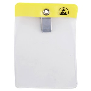 ESD BADGE HOLDER\, CLIP-ON\, VERTICAL\, 2-3/8INx3IN (IS)